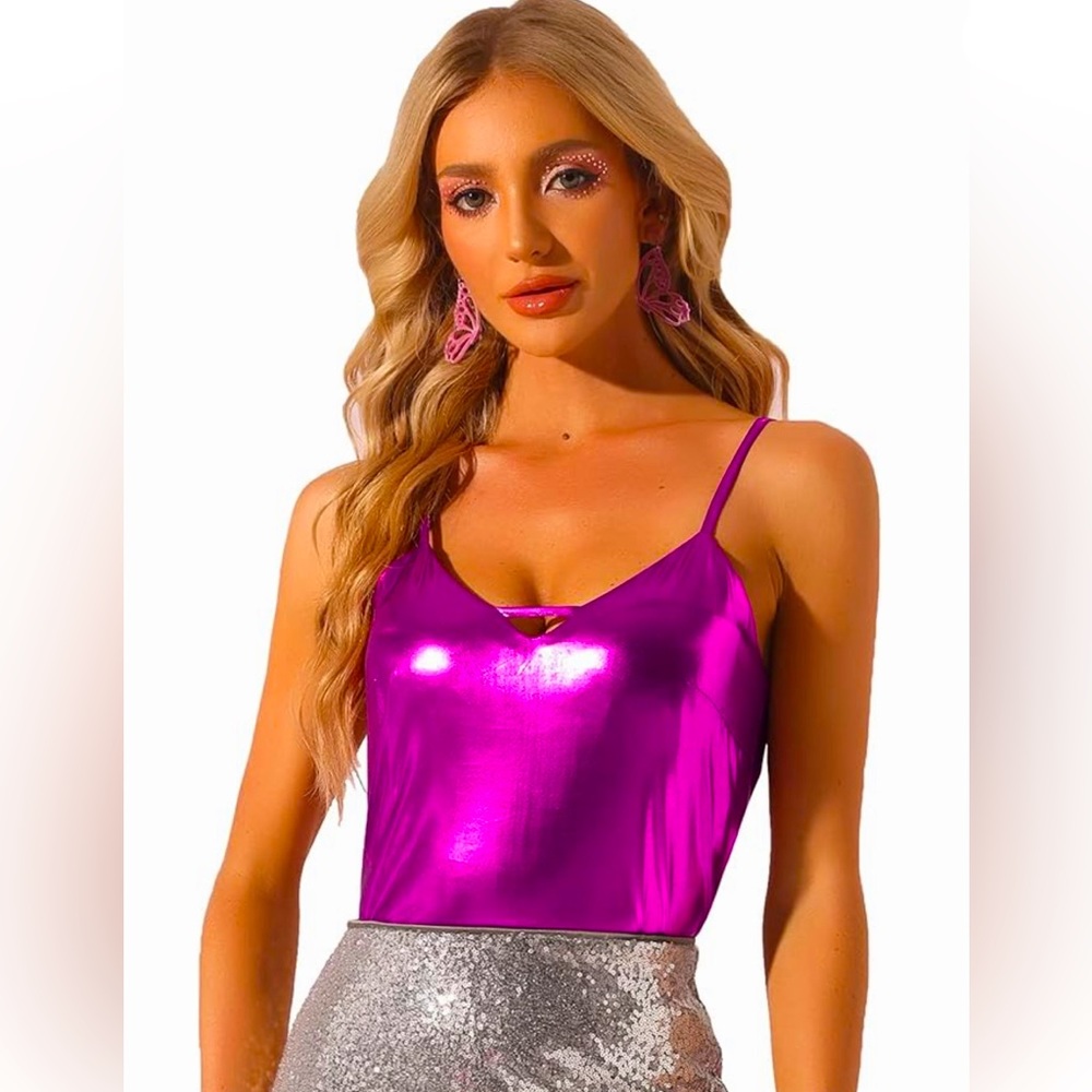 NWT Allegra K Pink/Purple Metallic Tank